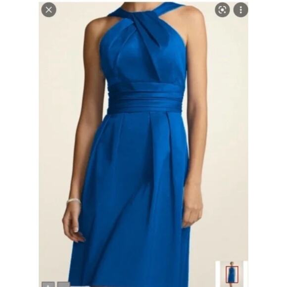 David's Bridal Girl's Size 16 Royal Blue Semi-Formal Cocktail Bridesmaid Dress - Picture 1 of 5